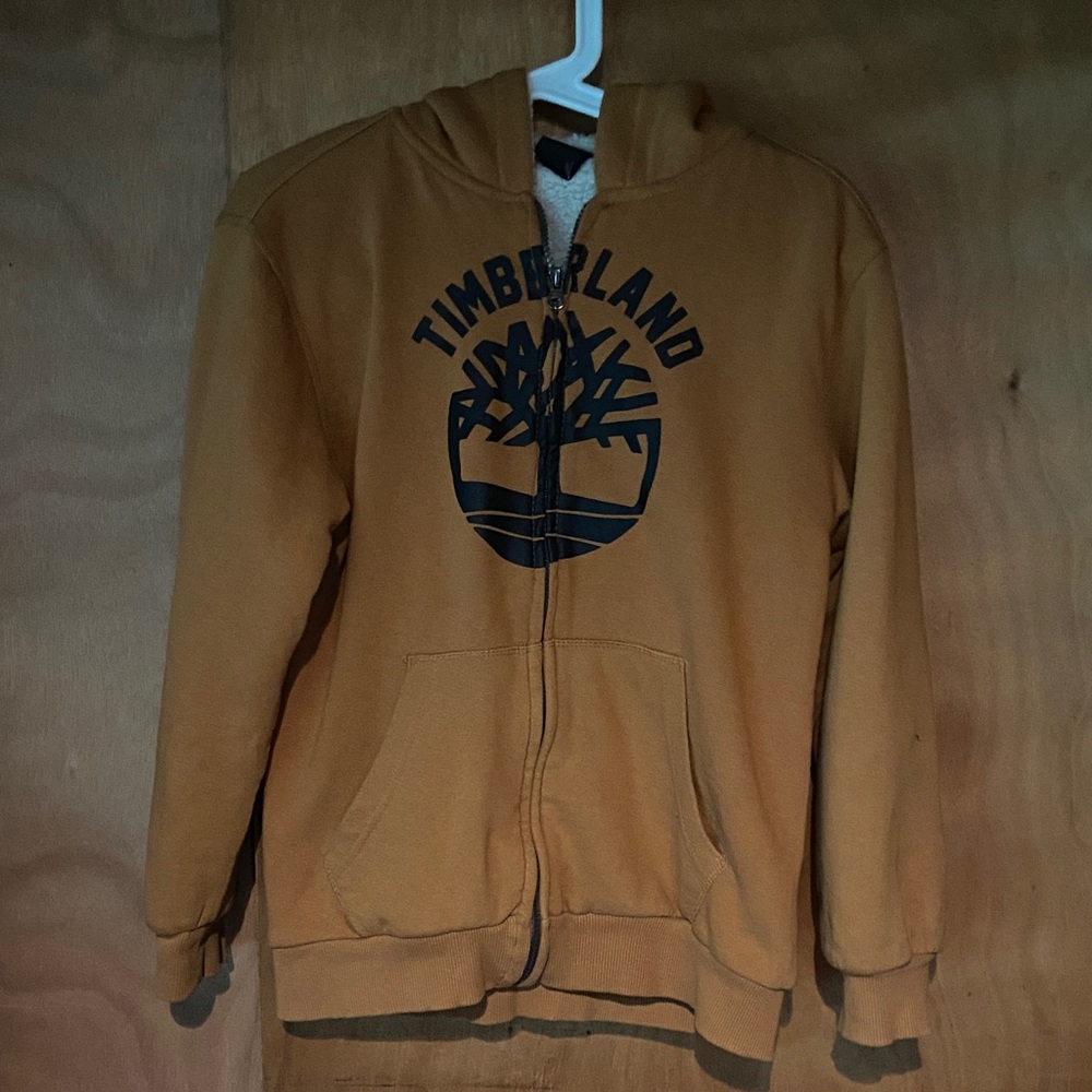 Timberland Kids Hooded Zip Sweatshirt in Mustard Yellow